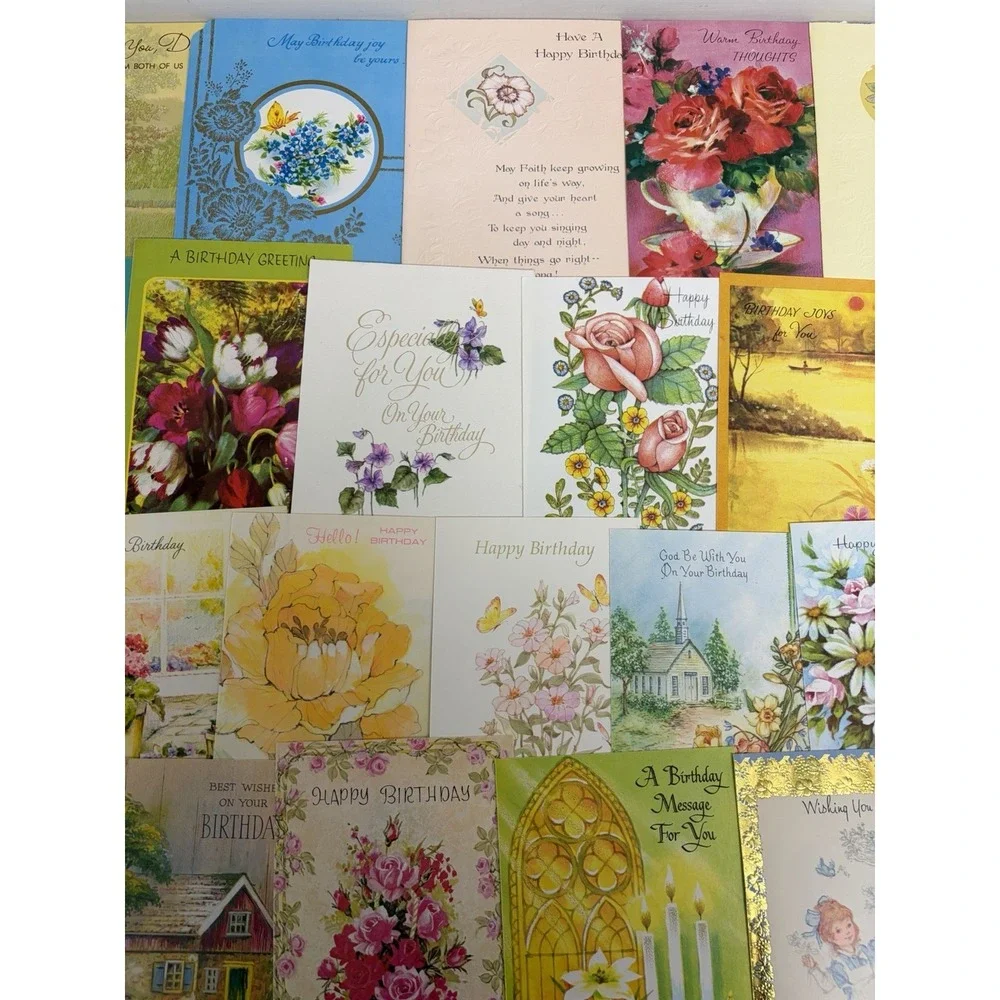 Vintage Birthday Cards Some Fronts ONLY Scrapbooking Crafts Decoupage Lot of 50+